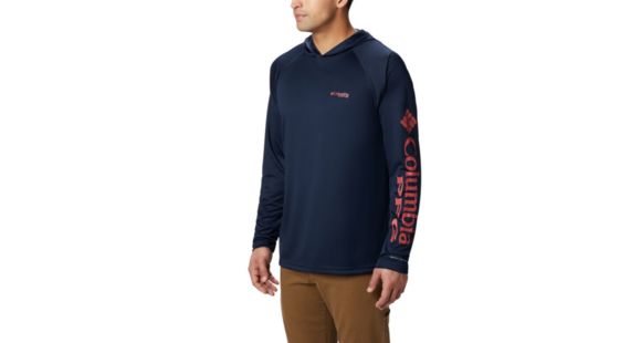 Columbia Terminal Tackle Hoodie - Men's, Coll Navy, Sunset Red Logo, 5XL, Tall, 153617-465-5XT