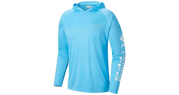 Columbia Terminal Tackle Hoodie - Men's, Riptide, White Logo, Large, 153617-463-L
