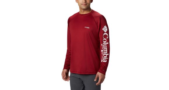 Columbia Terminal Tackle Long Sleeve Shirt - Men's, Beet, White Logo, 5X, 138826-607-5X