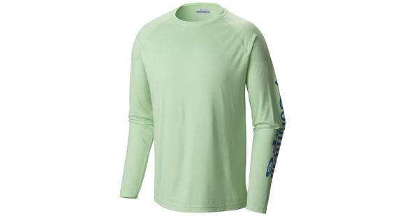 Columbia Terminal Tackle Long Sleeve Shirt - Men's, Key West, Vivid Blue Logo, 5XL, Tall, 138826-376-5XT