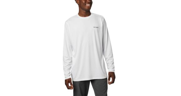 Columbia Terminal Tackle PFG Fish Flag LS - Men's, White, Dark Turquoise, Large, 1872661100-L