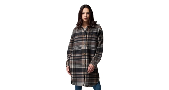 Columbia Wildest Venture Long Fleece Coat - Women's, Black Vagabond Plaid, Medium, 2136171-010-M
