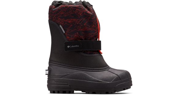 Columbia Youth Powderbug Plus II Print Winter Boots - Kid's, Black, Blood Orange, Medium, 2, 1637881017-2