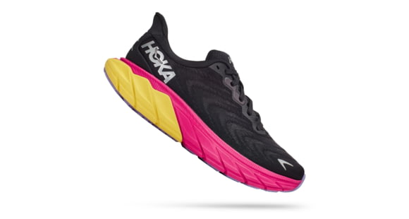 Hoka Arahi 6 Road Running - Womens, Black/Pink Yarrow, 9.5B, 1123195-BPYR-09.5B