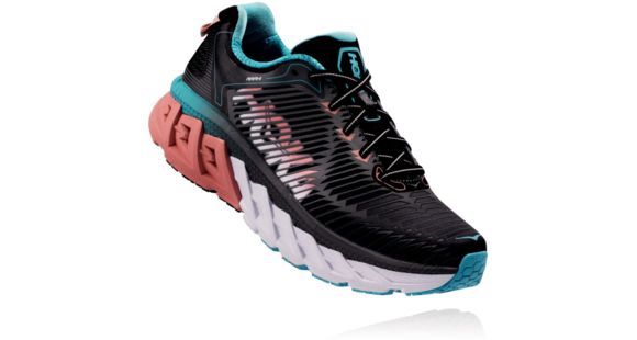 Hoka Arahi Road Running Shoe - Women's-Black/Peach Amber-Medium-6.5
