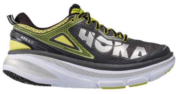 Hoka Bondi 4 Road Running Shoe - Men's-Grey/Acid-Medium-10.5