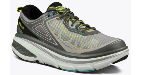 Hoka Bondi 4 Road Running Shoe - Men's-Grey/Cyan/Citrus-Medium-10.5
