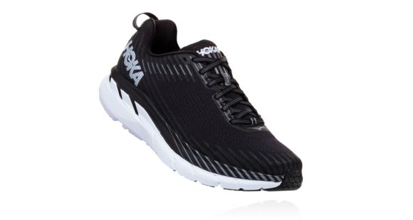 Hoka Clifton 5 Road Running Shoes - Men's, Black/White, Wide, 12, 1093757-BWHT-12EE