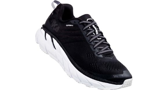 Hoka Clifton 6 Road Running Shoes - Men's, Black/White, 12, 1102876-BWHT-12