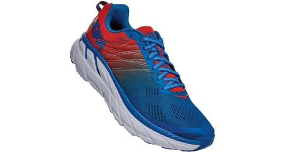 Hoka Clifton 6 Road Running Shoes - Men's, Mandarin Red/Imperial Blue, 9.5, 1102872-MRIB-9.5