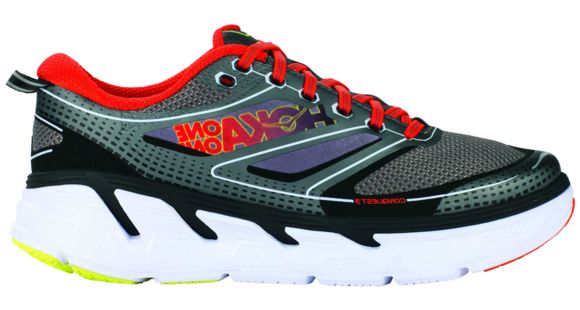 Hoka Conquest 3 Road Running Shoe - Men's-Grey/Orange-Medium-11.5