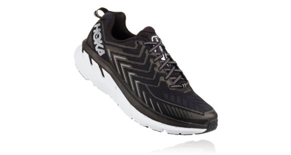 Hoka Men's Clifton 4 Road Running Shoe, Black/White, 14 US, 1016723-BWHT-14
