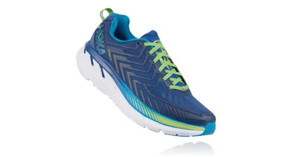 Hoka Men's Clifton 4 Road Running Shoe, True Blue/Jasmine Green, 15 US, 1016779-TBJGR-15EE