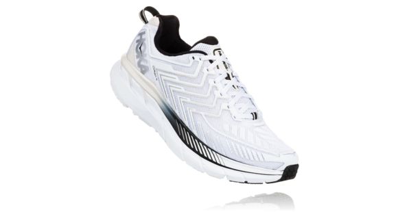 Hoka Men's Clifton 4 Road Running Shoe, White/Black, 7 US, 1016723-WBLC-7