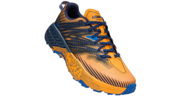 Hoka Speedgoat 4 Trailrunning Shoes - Men's, Saffron/Black Iris, 9.5, 1106525-SBIS-09.5