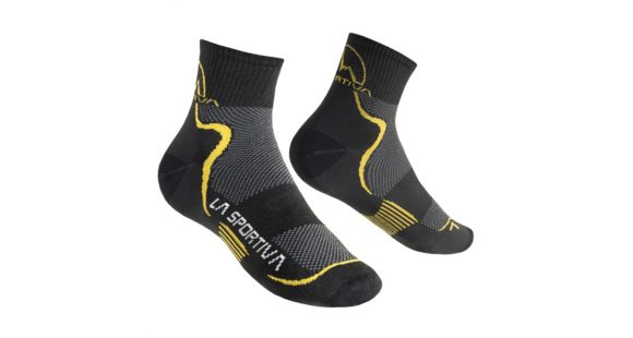 La Sportiva Mid Distance Socks, Black/Yellow, Medium, 29T-BY-M