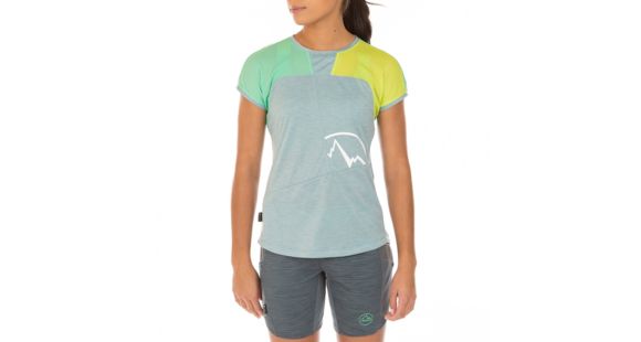 La Sportiva Push T-Shirt - Women's, Stone Blue/Jade Green, Small, I86-904704-S