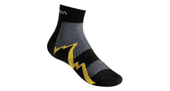 La Sportiva Short Distance Socks, Black/Yellow, Large, 29U-BY-L