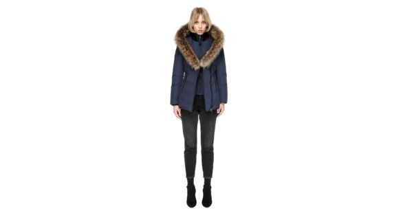 Mackage Adali Fitted Winter Down Coat With Fur Hood - Women's, Ink, Medium, ADALI-INK-M