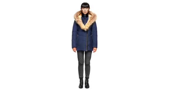 Mackage Akiva Waterproof Down Coat w/ Fur Hood, Navy / Natural Fur, Extra Large, Akiva-R-Navy-XL
