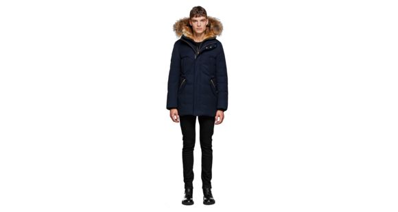 Mackage Edward Hip Length Down Winter Parka With Fur - Men's, Navy, 42, EDWARD-NAVY-42