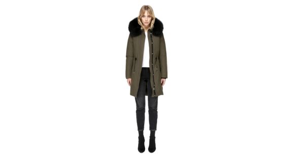 Mackage Enia Mid Length Winter Down Coat With Fur - Women's, Army, Large, ENIA-ARMY-L