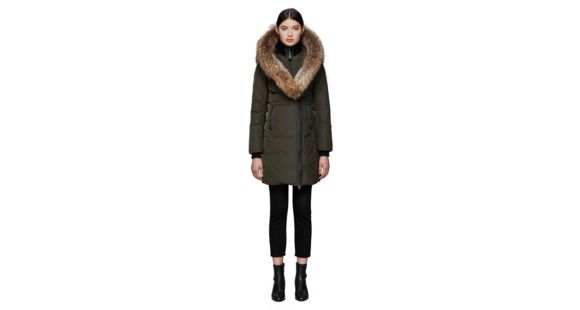 Mackage Kay Mid Length Winter Down Coat With Fur Collar - Women's, Army, Small, KAY-ARMY-S