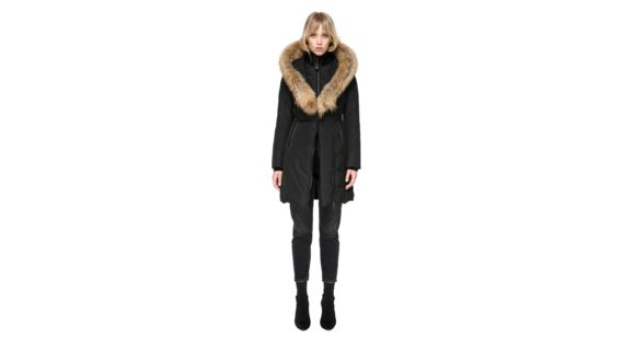 Mackage Kay Mid Length Winter Down Coat With Fur Collar - Women's, Black, Small, KAY-BLACK-S