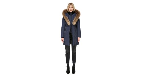 Mackage Kay Mid Length Winter Down Coat With Fur Collar - Women's, Ink, Large, KAY-INK-L