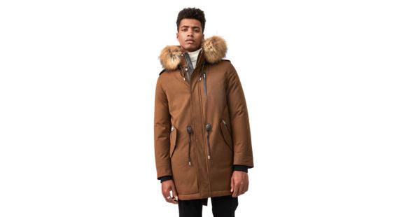 Mackage Moritz Fur-Trim Parka - Mens, Camel / Natural Fur, 44, Moritz-DR-Camel-44