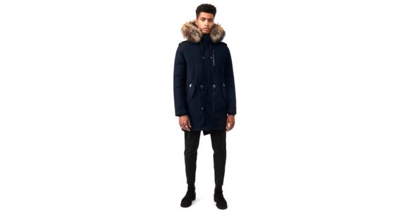 Mackage Moritz Fur-Trim Parka - Mens, Navy / Natural Fur, 42, Moritz-DR-Navy-42