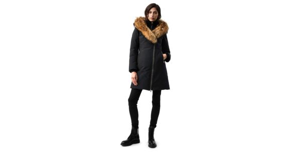 Mackage Trish Mid-Length Down Coat - Women's, Black / Natural Fur, Extra Small, Trish-R-Black-XS