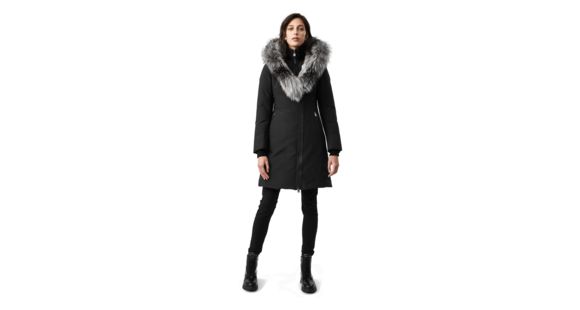 Mackage Trish Mid-Length Down Coat - Women's, Black / Silver Fur, Medium, Trish-XR-Black/Silver-M