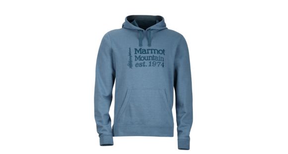 Marmot 74 Men's Hoody, Blue Granite Heather, Small, 59130-3819-S
