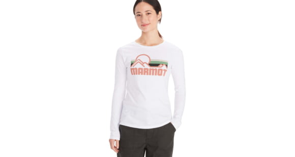 Marmot Coastal Tee Long Sleeve - Women's, Large, White/Rose Gold, M13281-20753-L