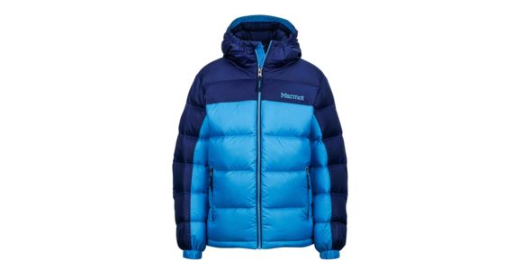 DEMO, Marmot Guides Down Hoody - Boy's-Bahama Blue/Arctic Navy-Medium, 267787001974