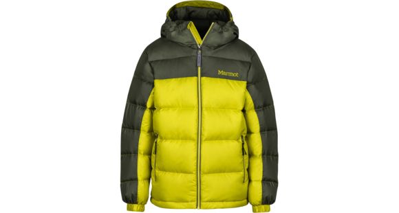 Marmot Guides Down Hoody - Boy's-Citronelle/Beetle Green-Large