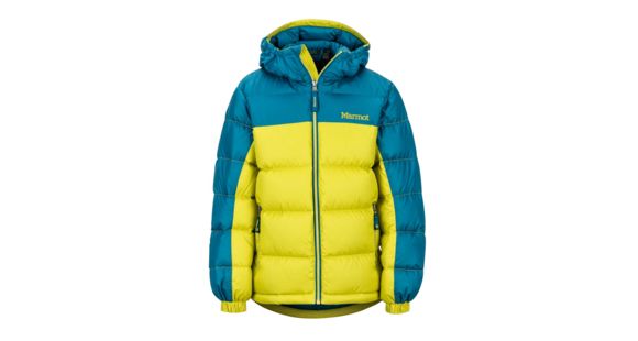 Marmot Guides Down Hoody - Boy's, Citronelle/Moroccan Blue, 2XL, 73700-9401-C/MB-XXL