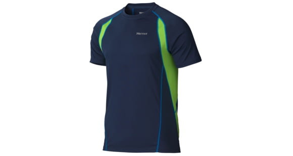 Marmot Interval Short Sleeve Tee - Men's-Dark Ink/Green Envy-XX-Large, 785562573246