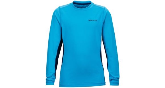 Marmot Kestrel Long Sleeve Crew - Boy's-Large-Bahama Blue/Arctic Navy