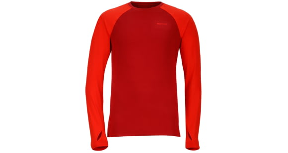 Marmot Kestrel Long Sleeve Crew - Men's -Brick/Rocket Red-X-Large, 889169083457