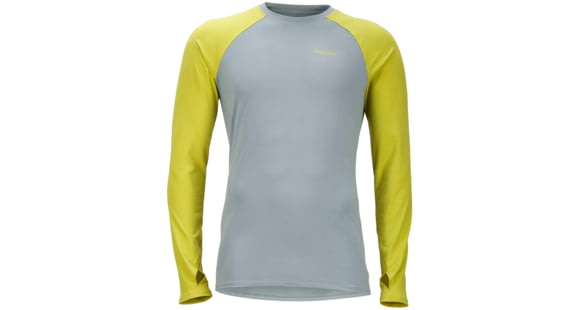 Marmot Kestrel Long Sleeve Crew - Men's -Grey Storm/Citronelle-Small, 889169083327