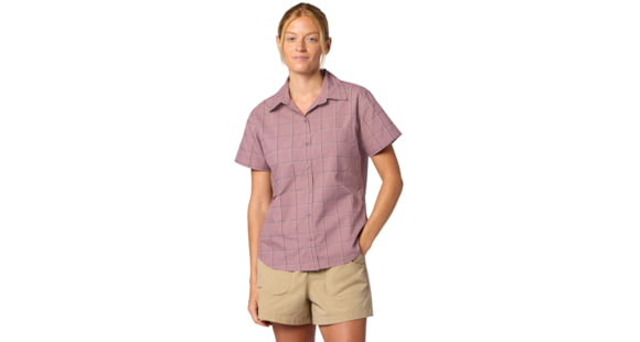 Marmot AirExchange UPF 40 Novelty Short Sleeve Shirt -Women's, Light Mauve Off The Grid Plaid, Small, 195115384364