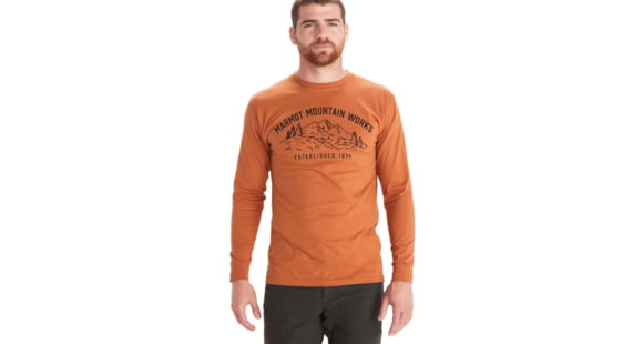 Marmot Mountain Works Tee Long Sleeve - Men's, Copper, Medium, M13274-7160-M