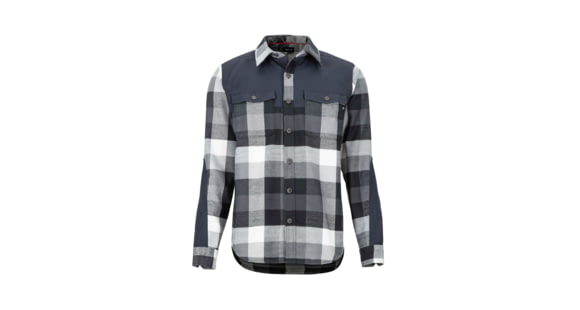 Marmot Needle Peak Mid Wt Flannel LS - Men's, Black/Dark Steel, Medium, 42630-1121-M