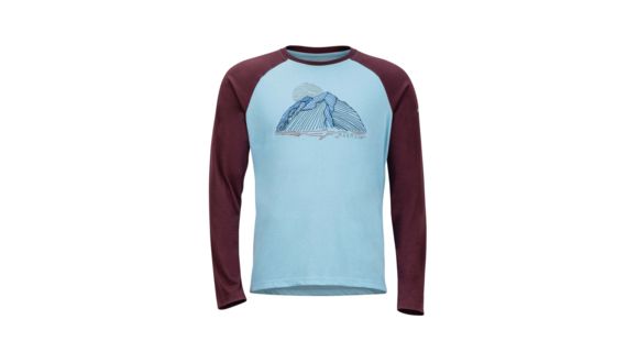 Marmot Owens Long Sleeve T-Shirt - Men's, Sky High/Burgundy, Extra Large, 43790-3642-XL