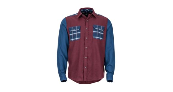 Marmot Pinyon Heavyweight Flannel Long Sleeve Shirt - Men's, Burgundy/Denim, Medium, 42920-5593-M