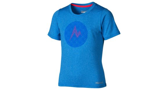 Marmot Post Time Short Sleeve Tee - Girl's -Medium-Ceylon Blue Heather, 785562774322