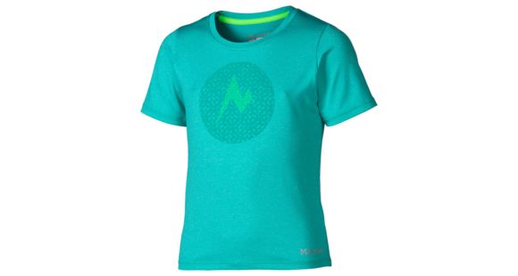 Marmot Post Time Short Sleeve Tee - Girl's -Small-Gem Green Heather, 785562765023