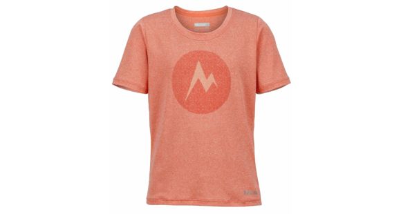 Marmot Post Time Short Sleeve Tee - Girl's -X-Small-Emberglow Heather, 889169866166